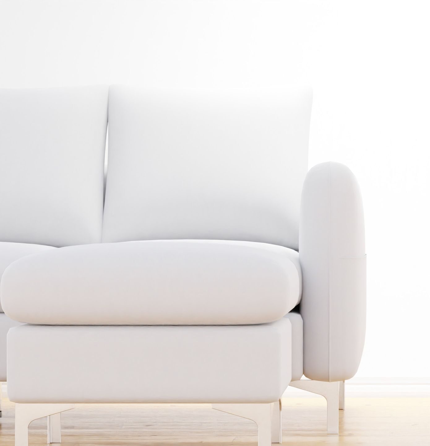 Clean white sofa after professional upholstery cleaning